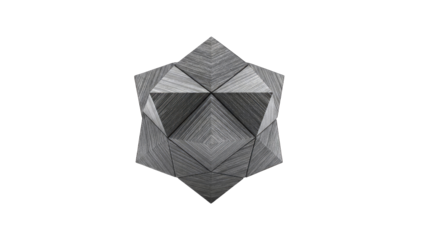 Geometric Wooden Sculpture Isolated on White Background