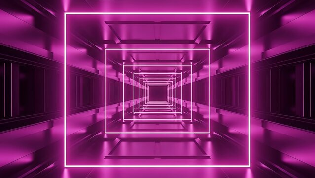 Infinite Pink Neon Tunnel Light Effect Abstract Design - Powered by Adobe