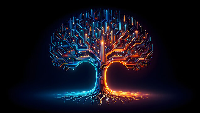 Colorful fractal spiral shape design of a Christmas tree with blue light motion and energy pattern for a star wallpaper - Powered by Adobe