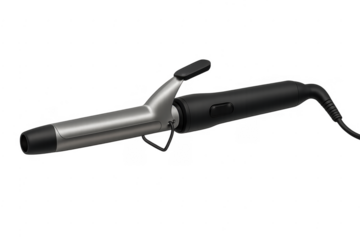 Electric curling iron creating stylish hair waves