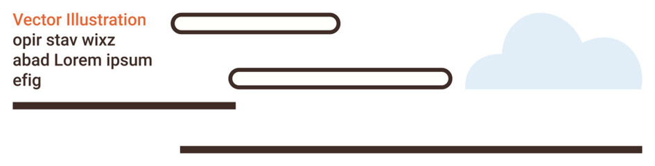 Digital design, graphic layouts, website templates, modern abstract art, advertising, branding projects. Minimal text and cloud shape on a plain background. Graphic layouts and advertising concepts