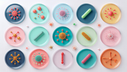 Microbes mapped and labeled inside petri dish