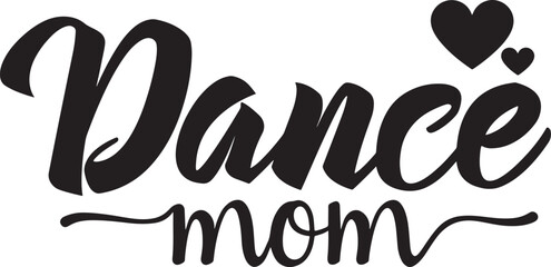 Dance mom black script text with hearts