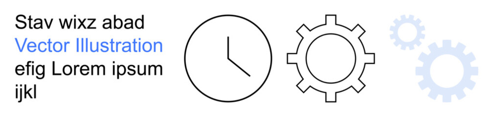 Time management, productivity, workflow, organization, mechanical processes, efficiency. A clock and gear icons time and mechanism . Time management and productivity ideas