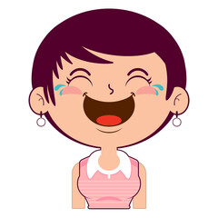 girl short bob hair laughing face cartoon cute