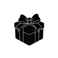 Black silhouette of a gift box with a bow silhouette