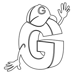 Playful Letter G: An animated, friendly G character waves hello, bringing a sense of fun to learning. The outlined design offers a playful style.