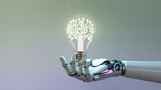 Bright light bulb in hand symbolizes electric power, innovation, and a glowing new idea or technology concept
