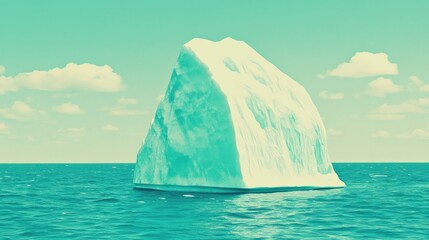Calm iceberg emerges from serene ocean arctic location photography tranquil environment aerial view nature's beauty