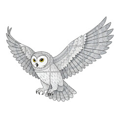 Majestic Snowy Owl Flying Gracefully with Intricate Feather Patterns