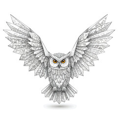 Geometric Owl Design With Floral Patterns And Open Wings