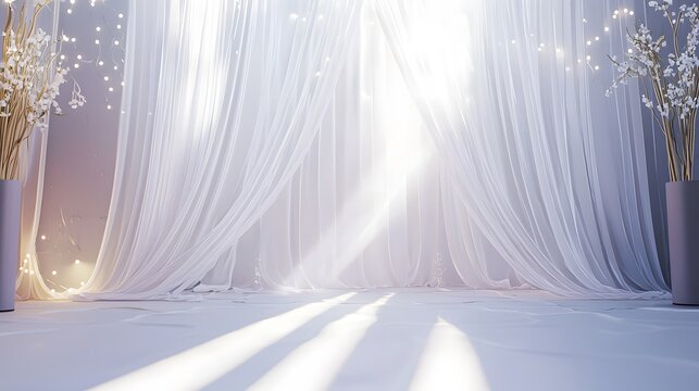 Soft Flowing Drapes Framing Beautiful Light Scene High Resolution Picture
