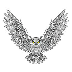 Majestic Owl Flying with Intricate Mandala Patterns