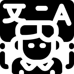 translator glyph icon. Strong and solid vector icon for websites, mobile interfaces, presentations, and visual branding. High quality and easy to edit.