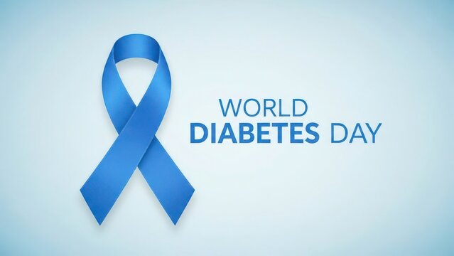 World diabetes day awareness with blue ribbon - Powered by Adobe