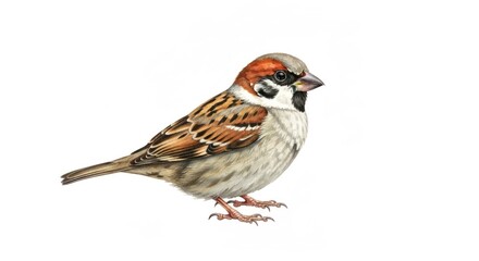 Fototapeta premium Detailed illustration of a Eurasian tree sparrow