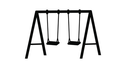 a minimalistic representation of a swing set against a white background a striking silhouette