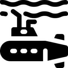 submarine glyph icon. Strong and solid vector icon for websites, mobile interfaces, presentations, and visual branding. High quality and easy to edit.