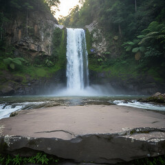 Serene Waterfall with Lush Green Surroundings