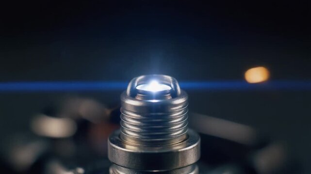 a motorcycle spark plug firing bright electric ignition