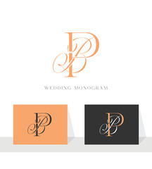 Elegant BP PB Wedding Monogram Logo for Invitations and Branding