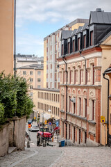 Historical old streets and architecture Old town of Stockholm, Sweden