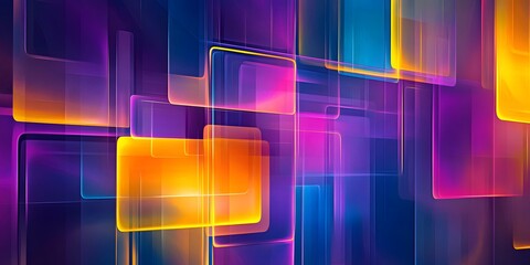 Abstract background with glowing neon rectangles and vibrant color transitions