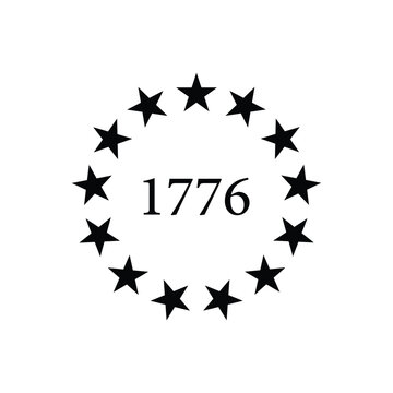 Betsy ross 13 stars 1776 with circle icon vector flat design on white background.