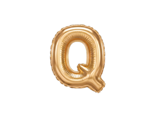 Golden Balloon Letter Q Isolated on White Background
