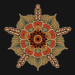 Vector traditional tatoo mandala beautiful with floral motif