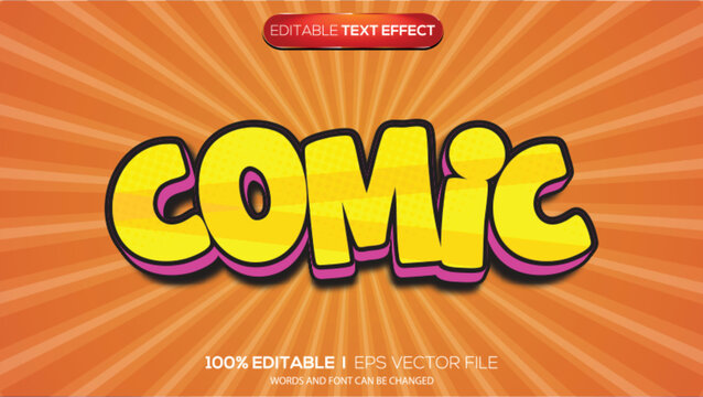 3D text effect comic theme