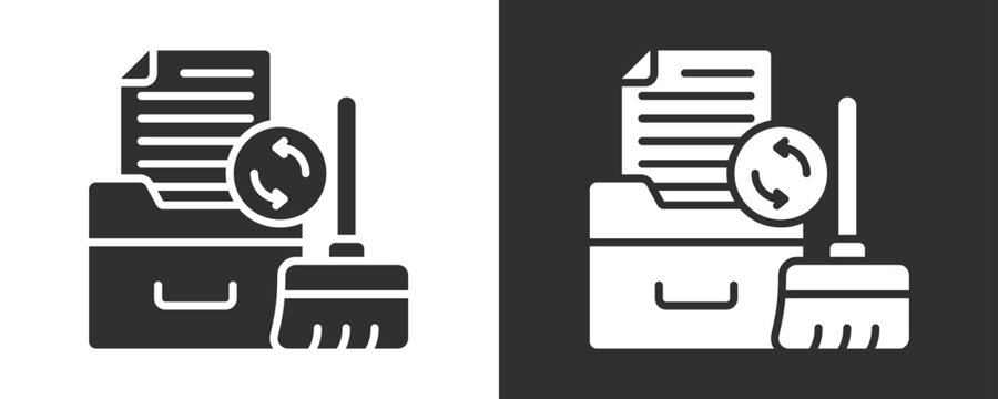Data Cleaning Icon Set Vector Collection Isolated In Black And White