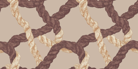 Engraving-style intertwined nautical rope seamless pattern for masculine packaging, textiles, and maritime branding