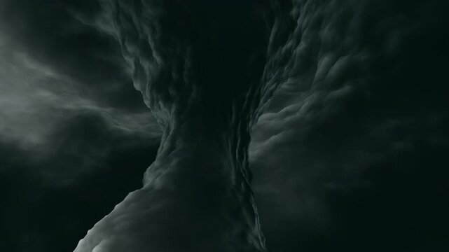 Violent Spiral cyclone twister cloud vortex in dramatic weather storm