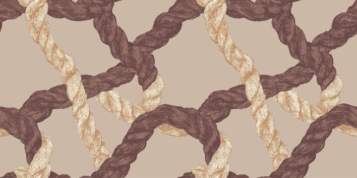 Engraving-style intertwined nautical rope seamless pattern for masculine packaging, textiles, and maritime branding
