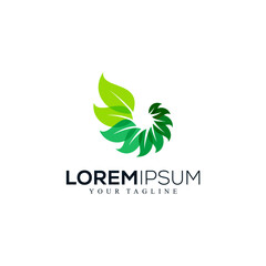 Abstract Green Leaves Swirl Logo with Gradient Effect