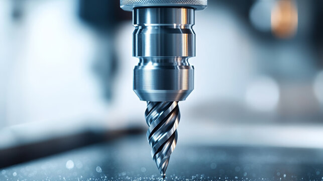 Close-up of CNC precision-machined metal drill bits