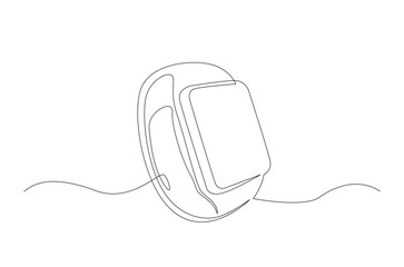 Obraz premium Continuous One Line Drawing of digital wristwatch or Smart Watch. Smart fitness tracke Single-line art illustration.
