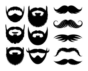 Collection of Black Silhouettes of Beards and Mustaches