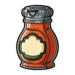 Illustration of a spice shaker with an empty label isolated on white background silhouette