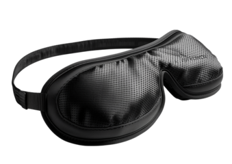 Sleep tracking eye mask in black fabric isolated on a transparent background