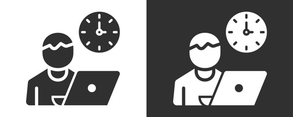 Working Hours Icon Set Vector Collection Isolated In Black And White