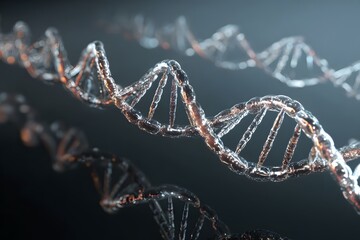3D illustration of symmetrical DNA loops with reflective surface ideal for polished scientific communication