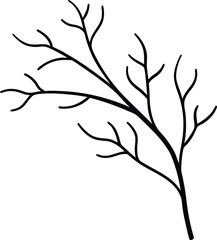 Thin black line art vector branch tree twig