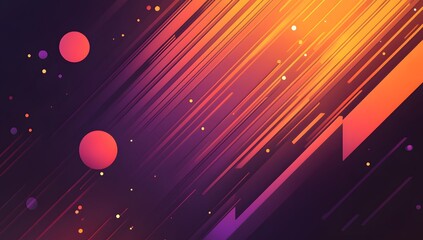 Abstract digital art featuring diagonal light streaks and geometric circles against a gradient background