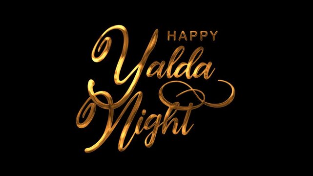 Happy yalda night text animation in gold. Suitable for holiday greetings, social media posts, festive designs, invitations, and more.