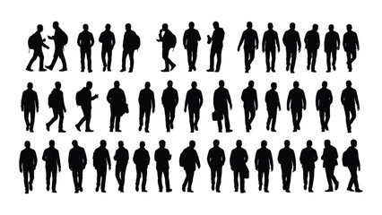 a collection of various human figures in different poses displayed as dark shapes a striking silhouette