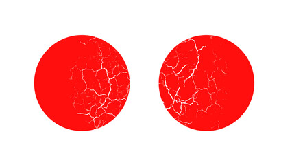 Japanese flag symbol of rising sun. Red circle in grunge style on white background.Eps