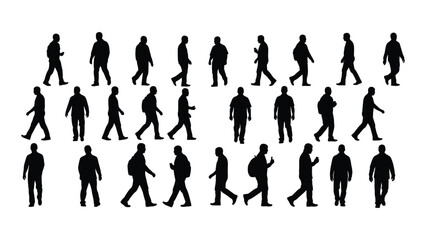 a collection of human figures in various walking and standing poses displayed as a black silhouette