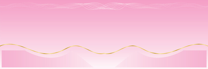 Abstract pink background with wavy gold line and soft clouds a gentle gradient for beauty and cosmetic concepts EPS vector